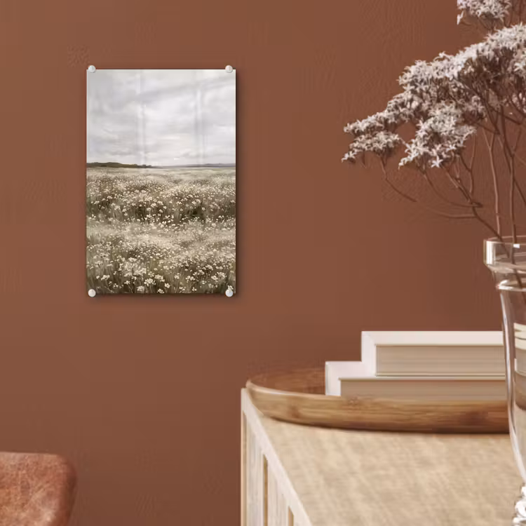 Glas schilderij - Illustratie - Landschap - Wit — 6