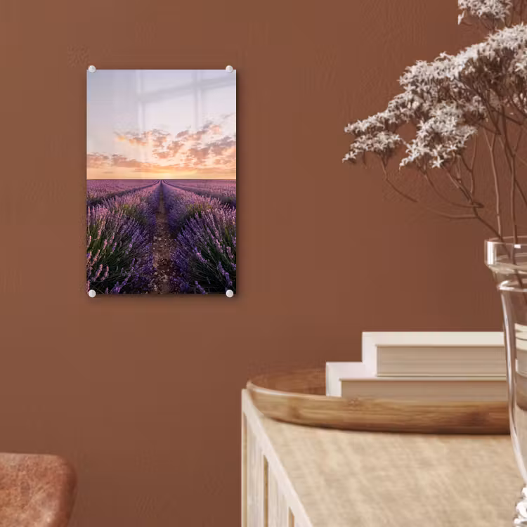 Glas schilderij - Landschap - Lavendelveld - Paars — 6