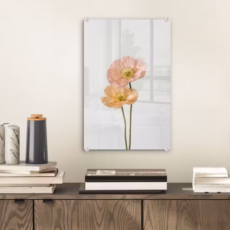 Glas schilderij - Papavers - Botanisch - Roze — 2