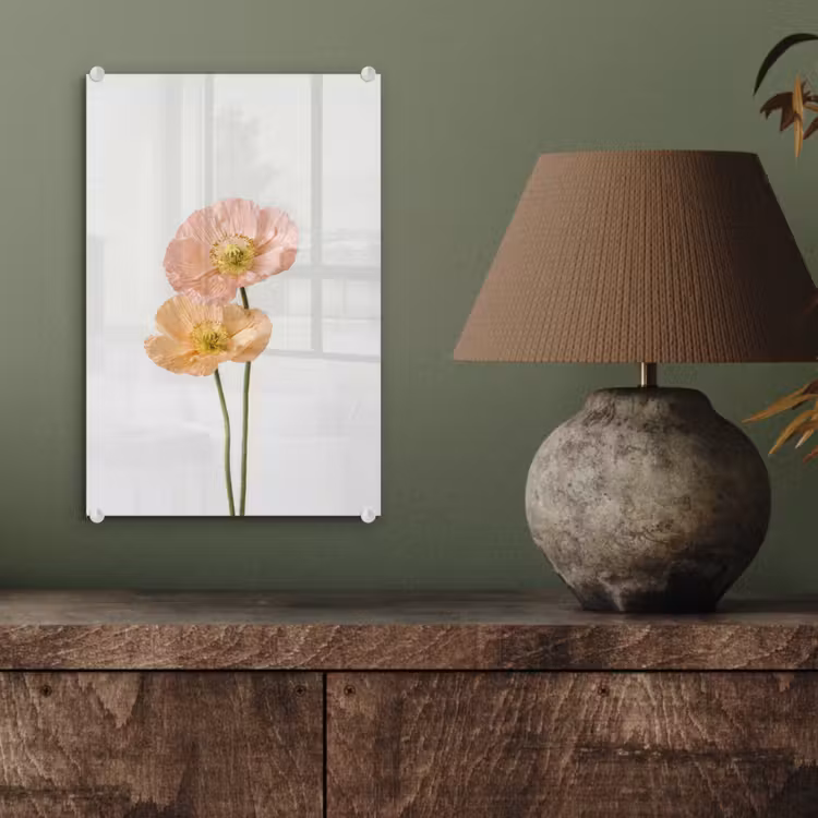 Glas schilderij - Papavers - Botanisch - Roze — 4