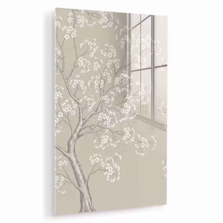 Glas schilderij - Sereen - Bloesem - Wit — 1
