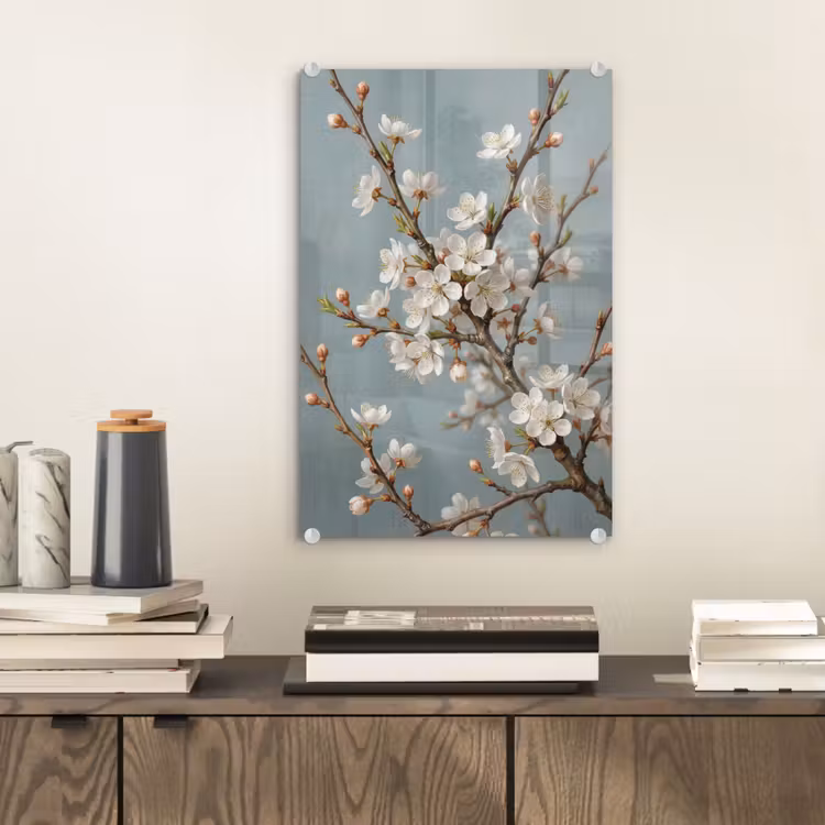 Glas schilderij - Botanisch - Stilleven - Blauw — 2