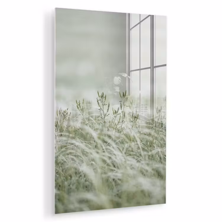 Glas schilderij - Grassen - Minimalistisch - Groen — 1