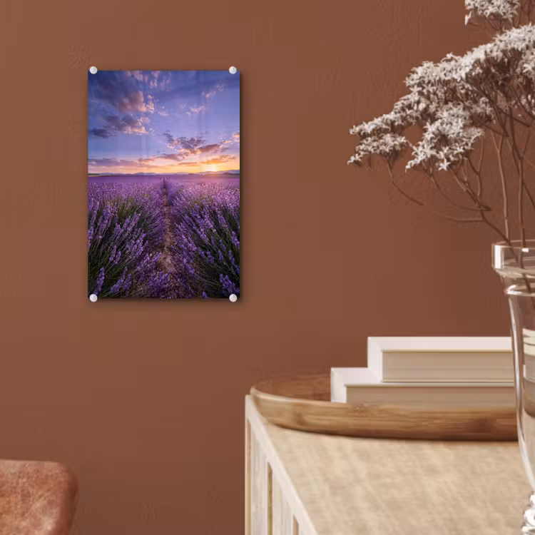 Glas schilderij - Lavendel - Veld - Natuur - Paars — 6