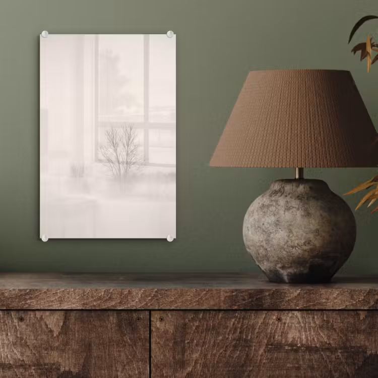 Glas schilderij - Boom - Mist - Sneeuw - Winter - Minimalistisch — 4