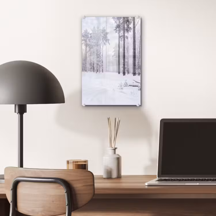 Glas schilderij - Bos - Sneeuw - Pad - Winter - Stilte — 7