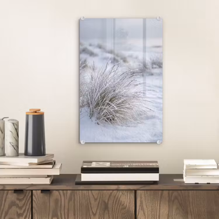 Glas schilderij - Duinen - Sneeuw - Strand - Winter - Serene — 2