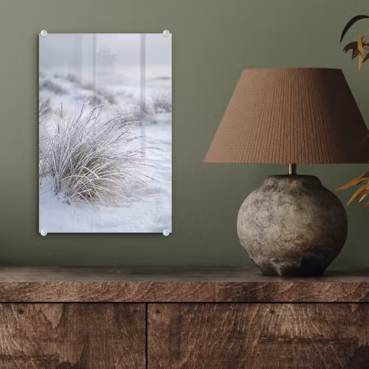 Glas schilderij - Duinen - Sneeuw - Strand - Winter - Serene — 4