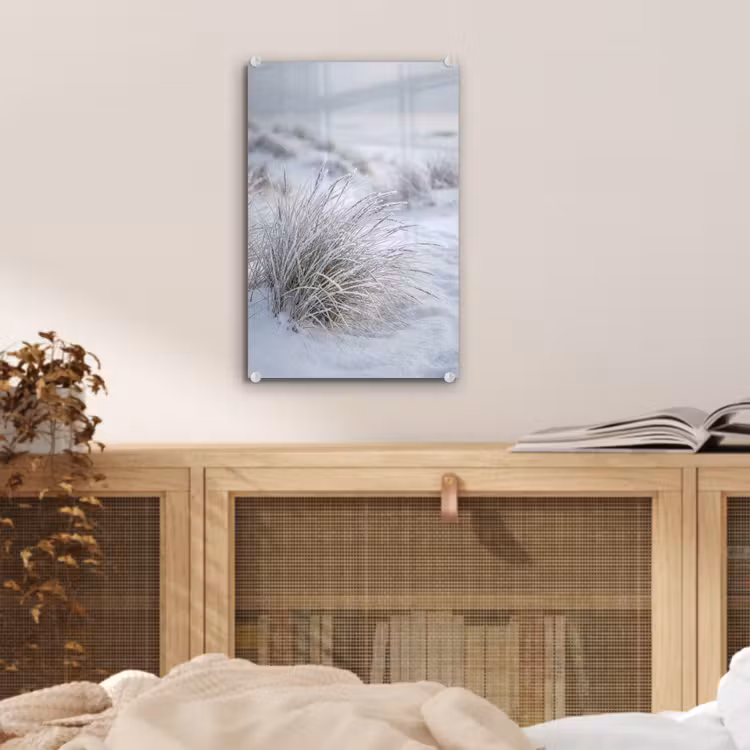 Glas schilderij - Duinen - Sneeuw - Strand - Winter - Serene — 5