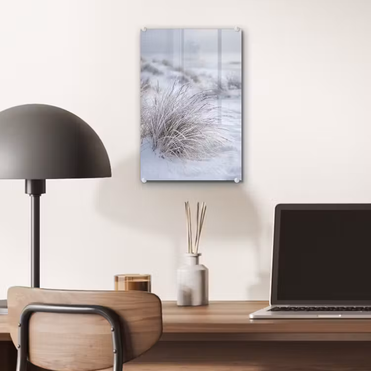 Glas schilderij - Duinen - Sneeuw - Strand - Winter - Serene — 7