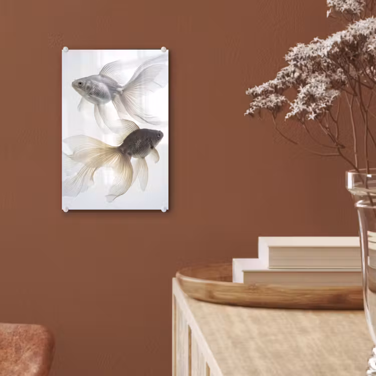 Glas schilderij - Goudvissen - Modern - Wit — 6