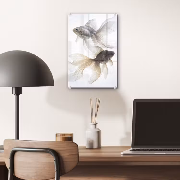 Glas schilderij - Goudvissen - Modern - Wit — 7