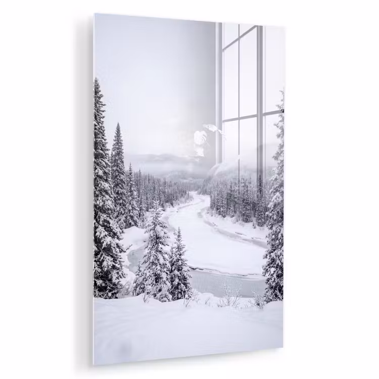 Glas schilderij - Rivier - Bevroren - Landschap - Winter — 1