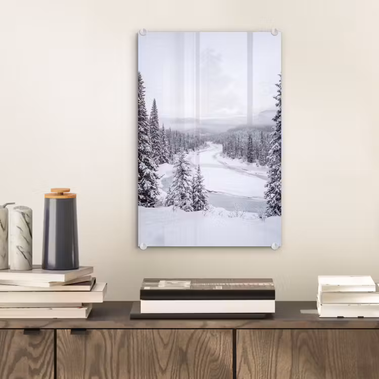 Glas schilderij - Rivier - Bevroren - Landschap - Winter — 2