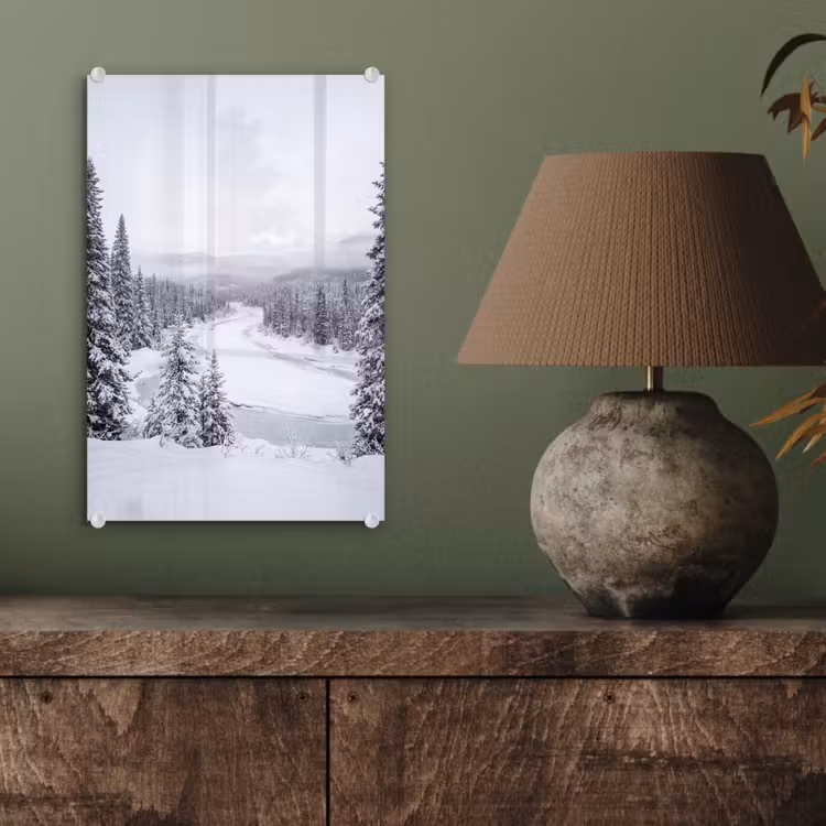 Glas schilderij - Rivier - Bevroren - Landschap - Winter — 4