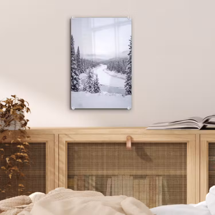 Glas schilderij - Rivier - Bevroren - Landschap - Winter — 5