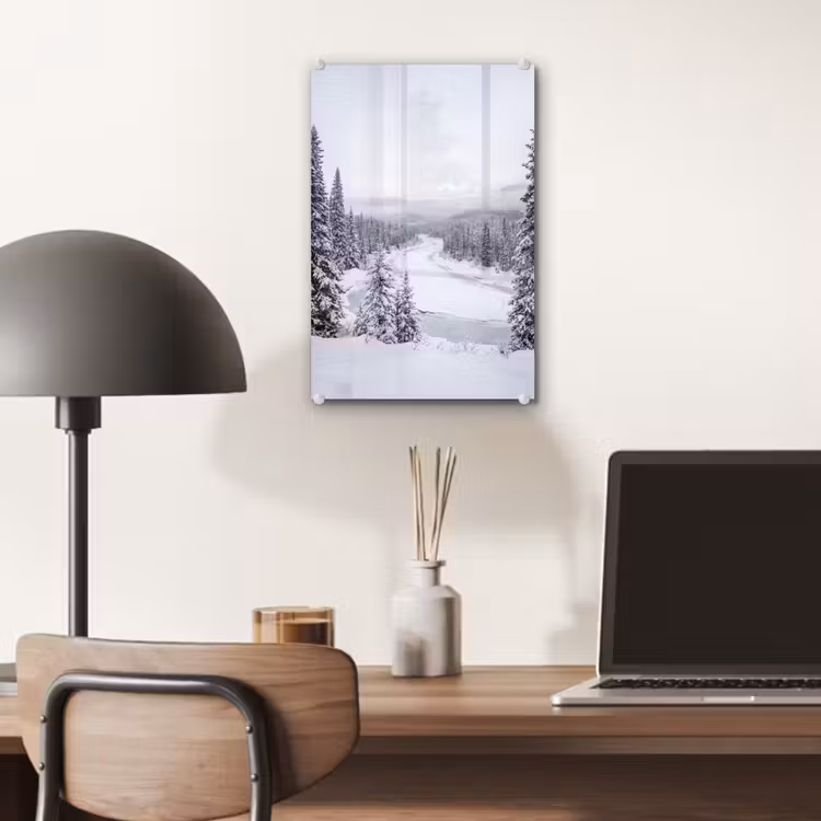 Glas schilderij - Rivier - Bevroren - Landschap - Winter — 7
