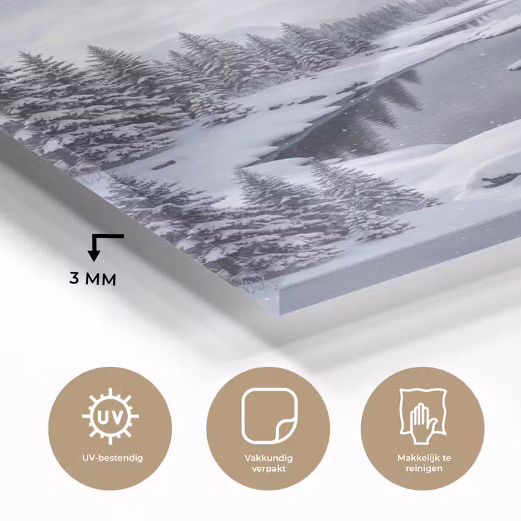 Glas schilderij - Sneeuwlandschap - Bergen - Rivier - Winter — 3