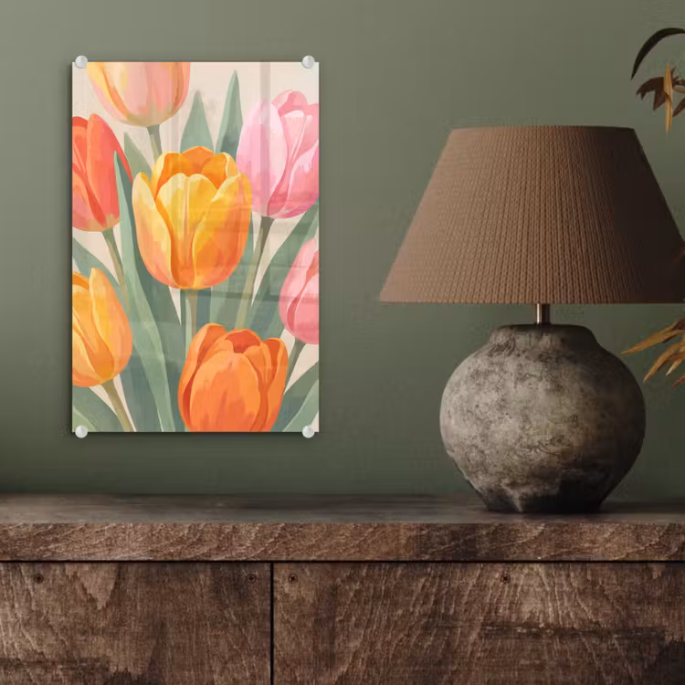 Glas schilderij - Tulpen - Abstract - Kleurrijk — 4