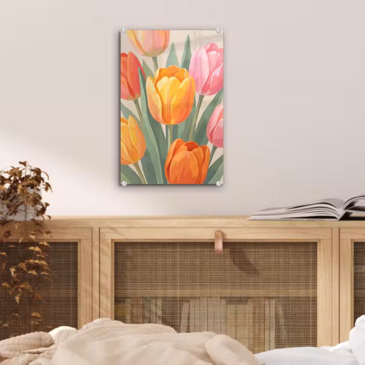 Glas schilderij - Tulpen - Abstract - Kleurrijk — 5