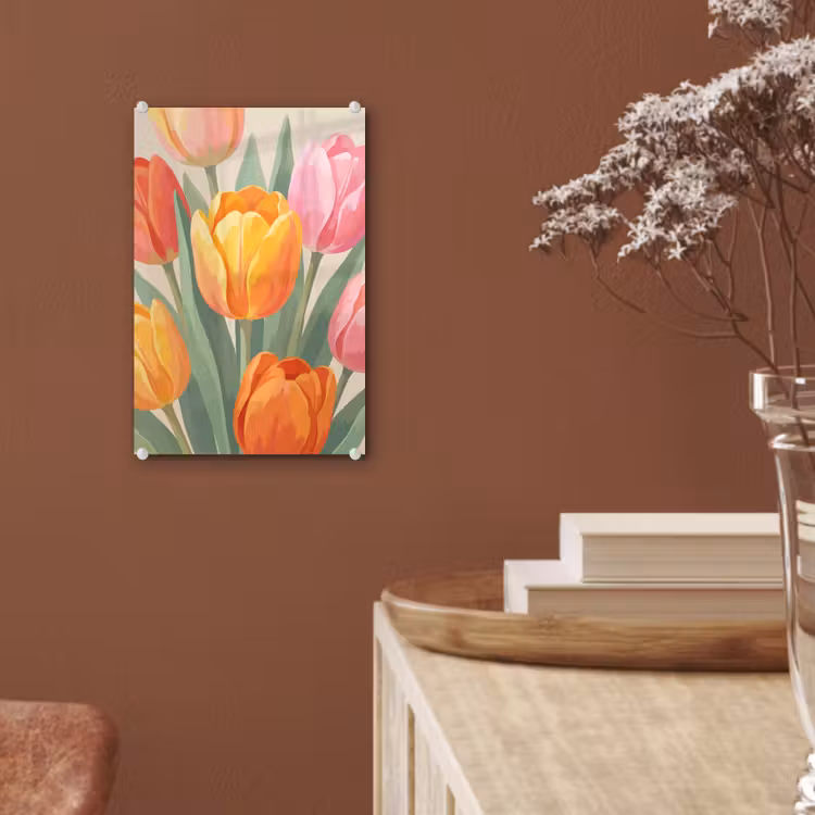 Glas schilderij - Tulpen - Abstract - Kleurrijk — 6