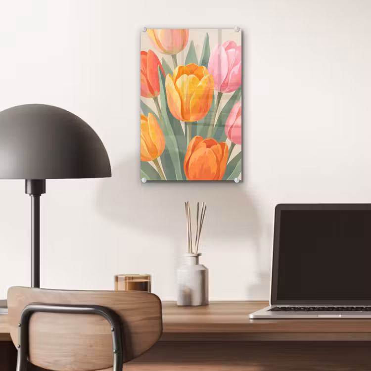 Glas schilderij - Tulpen - Abstract - Kleurrijk — 7