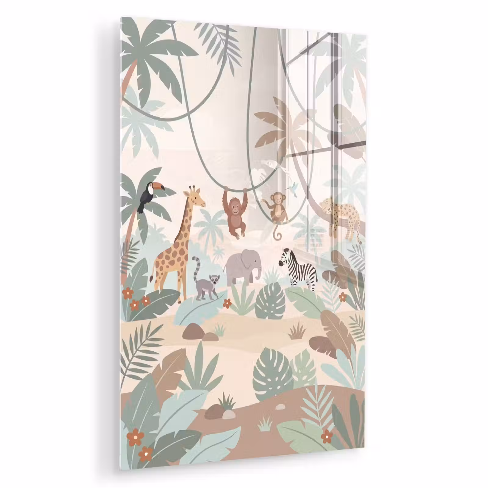 Glas schilderij - Jungle - Dieren - Groen — 1