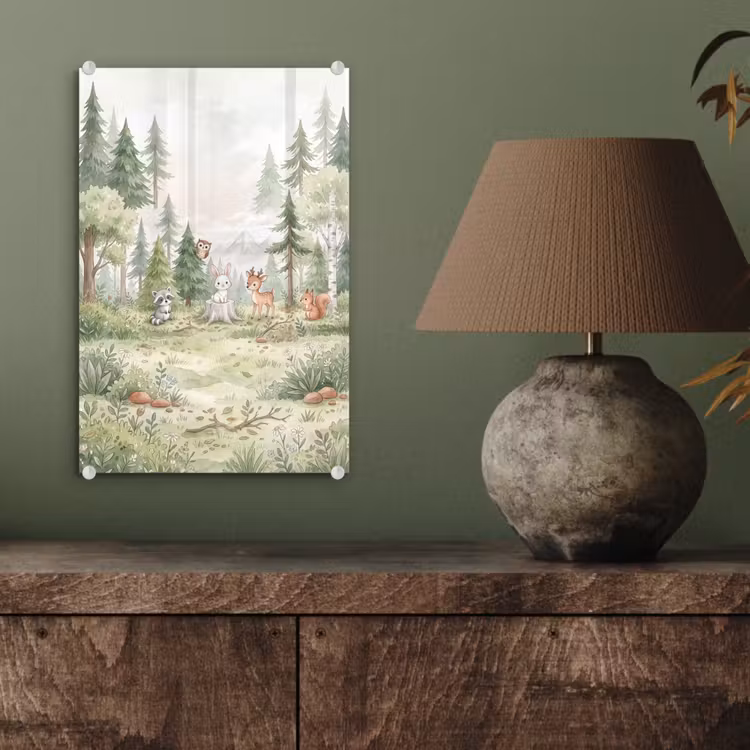 Glas schilderij - Bos - Dieren - Groen — 4