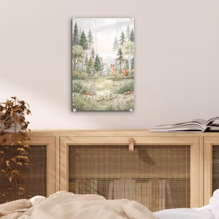 Glas schilderij - Bos - Dieren - Groen — 5