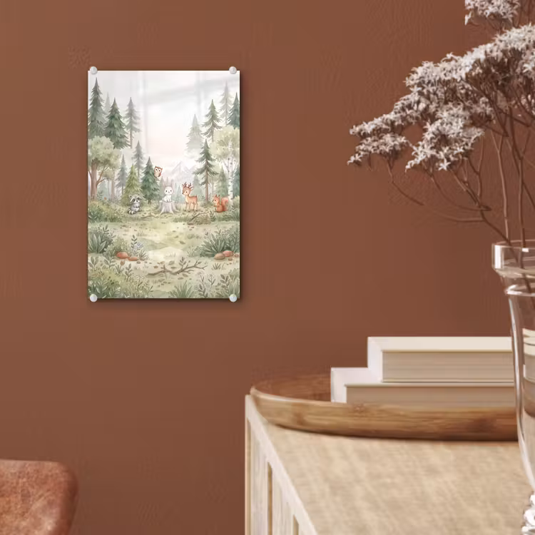 Glas schilderij - Bos - Dieren - Groen — 6
