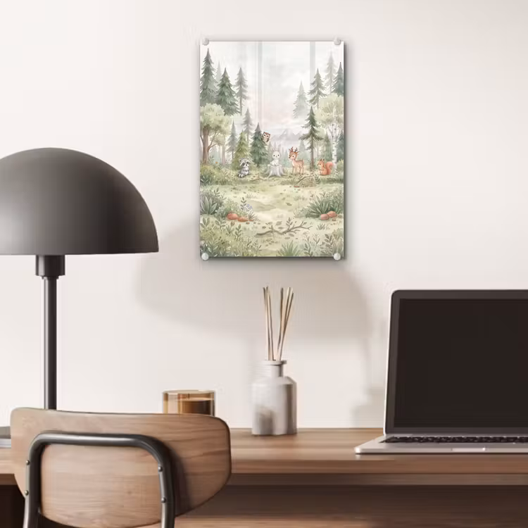 Glas schilderij - Bos - Dieren - Groen — 7