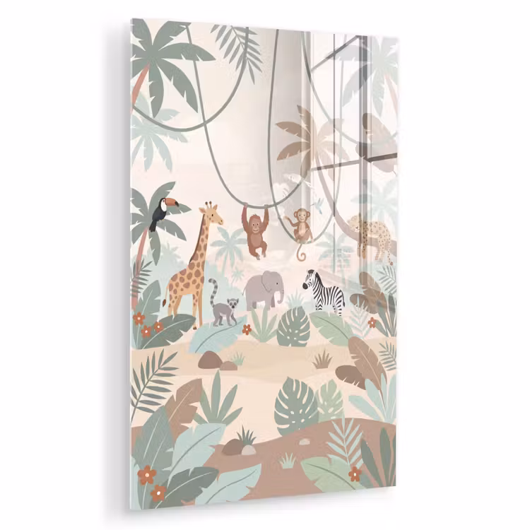 Glas schilderij - Jungle - Dieren - Groen — 1