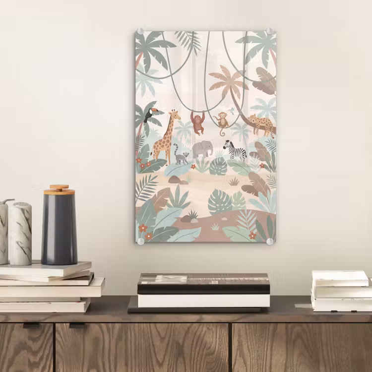 Glas schilderij - Jungle - Dieren - Groen — 2