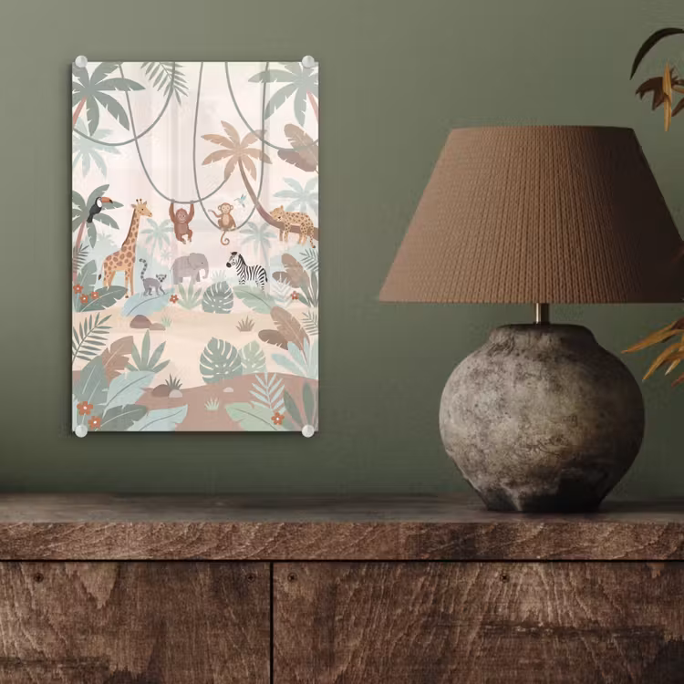 Glas schilderij - Jungle - Dieren - Groen — 4