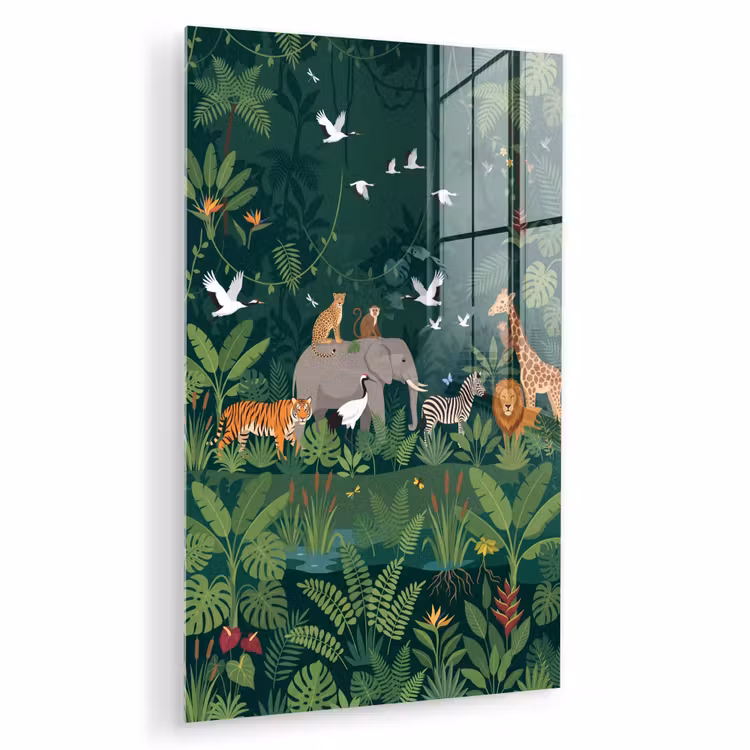 Glas schilderij - Tropisch - Jungle - Groen — 1