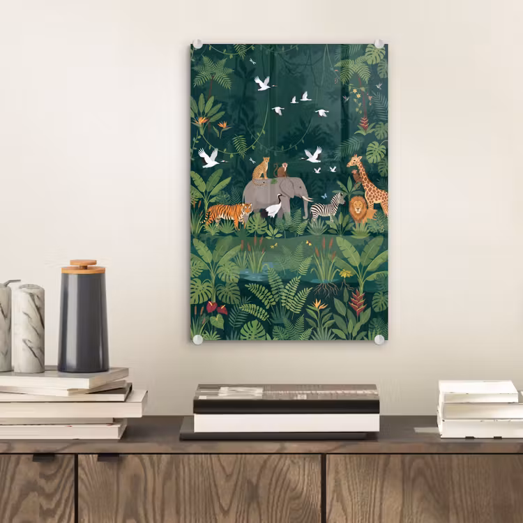 Glas schilderij - Tropisch - Jungle - Groen — 2