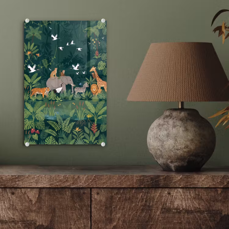 Glas schilderij - Tropisch - Jungle - Groen — 4