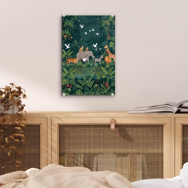 Glas schilderij - Tropisch - Jungle - Groen — 5