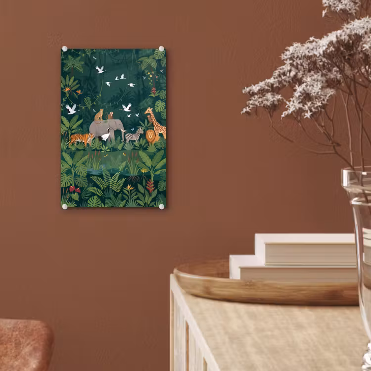 Glas schilderij - Tropisch - Jungle - Groen — 6