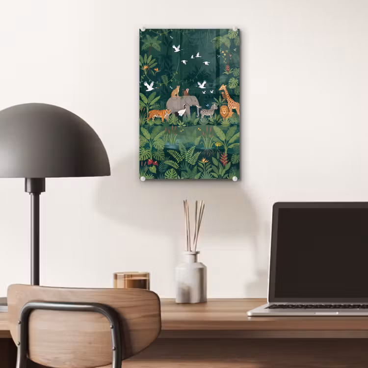 Glas schilderij - Tropisch - Jungle - Groen — 7