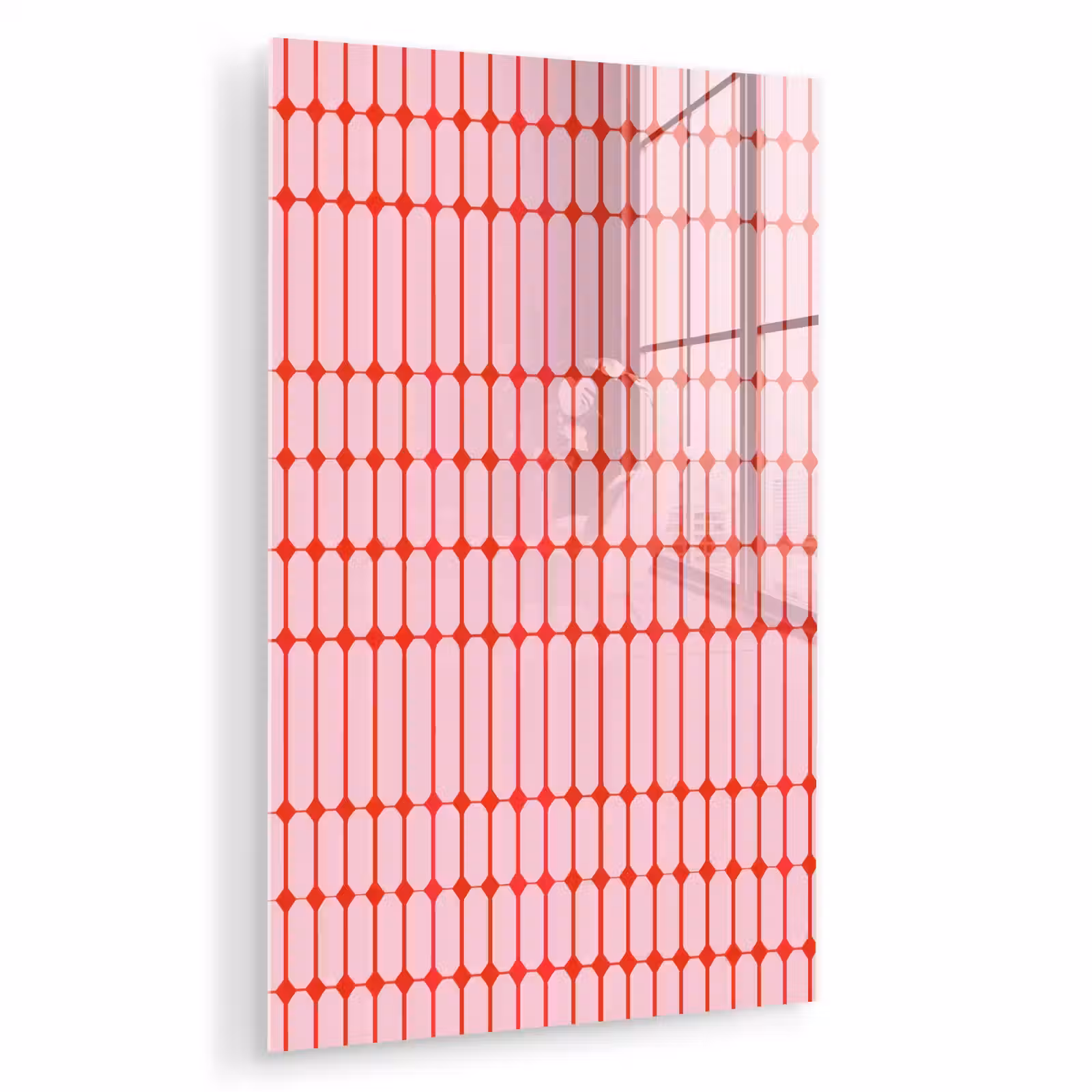 Glas schilderij - Geometrisch - Minimalistisch - Rood - Roze — 1