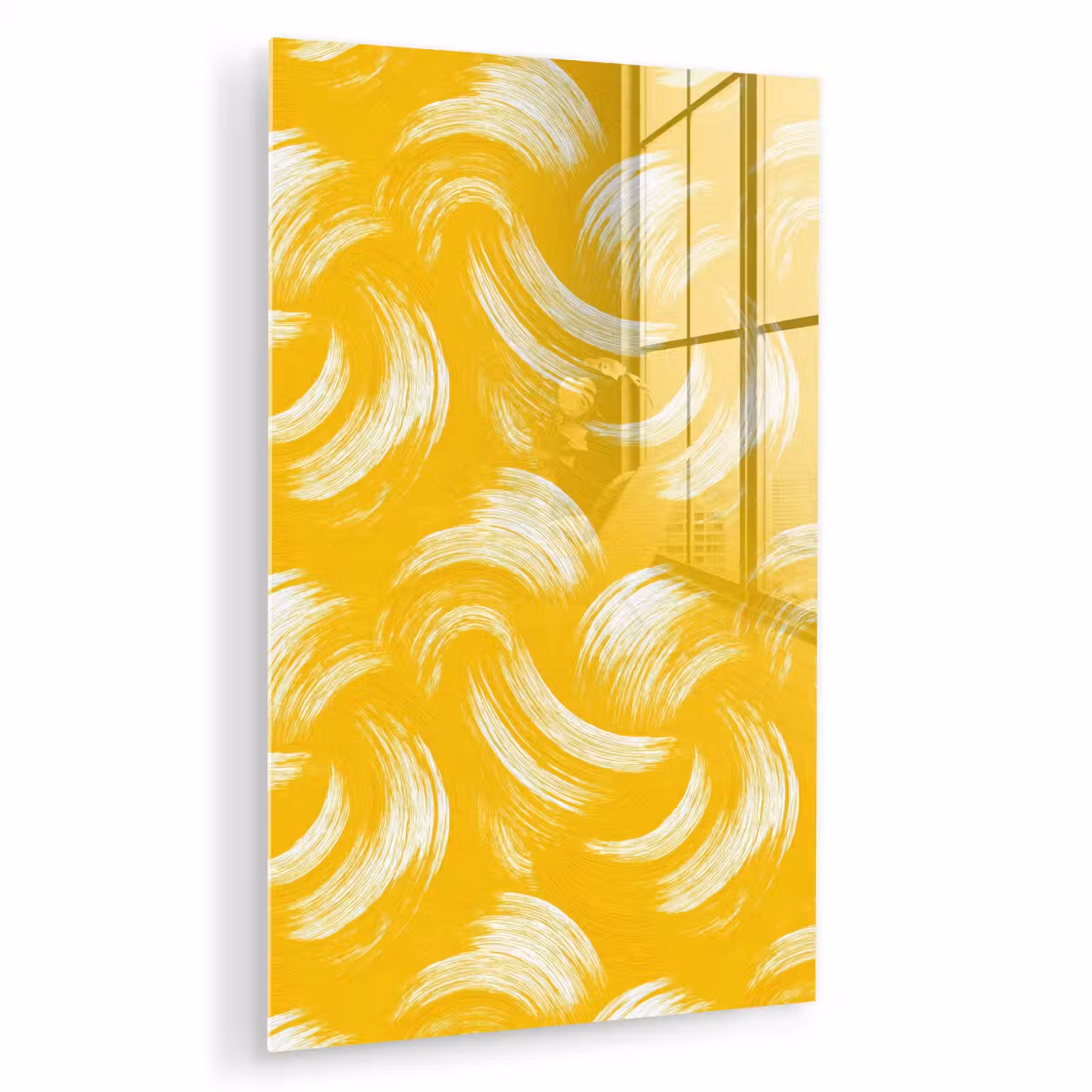 Glas schilderij - Verfstreken - Abstract - Dynamisch - Geel — 1