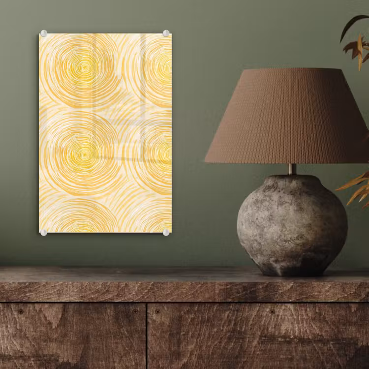 Glas schilderij - Cirkels - Abstract - Artistiek - Geel — 4