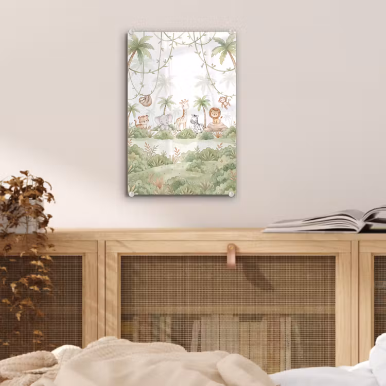 Glas schilderij - Dieren - Jungle - Pastel — 5
