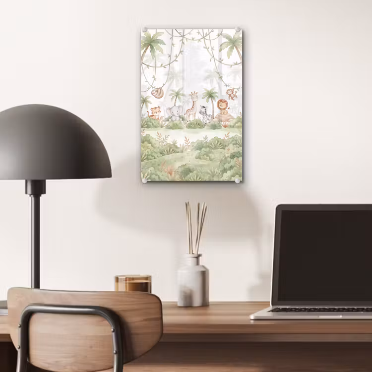 Glas schilderij - Dieren - Jungle - Pastel — 7