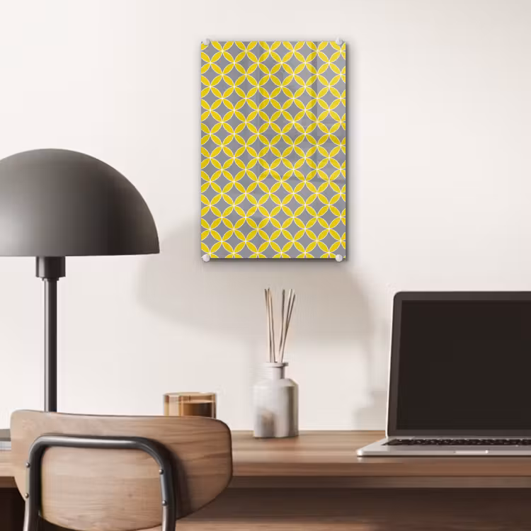 Glas schilderij - Geometrisch - Cirkels - Modern - Grijs - Geel — 7