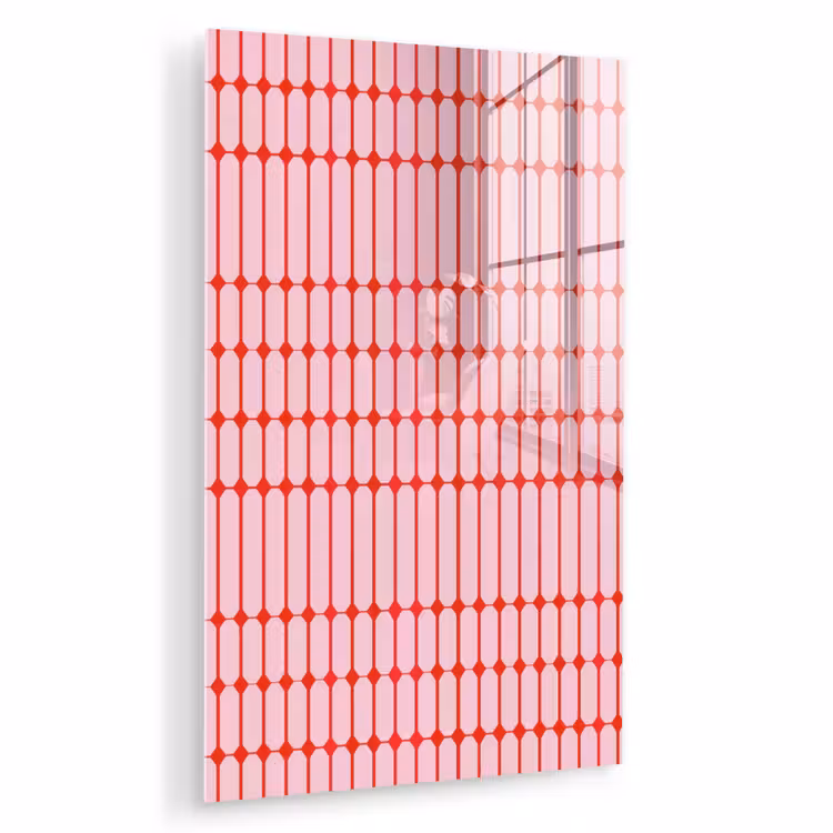 Glas schilderij - Geometrisch - Minimalistisch - Rood - Roze — 1
