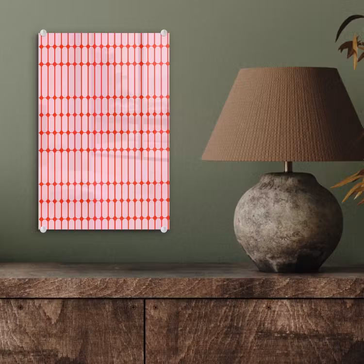 Glas schilderij - Geometrisch - Minimalistisch - Rood - Roze — 4