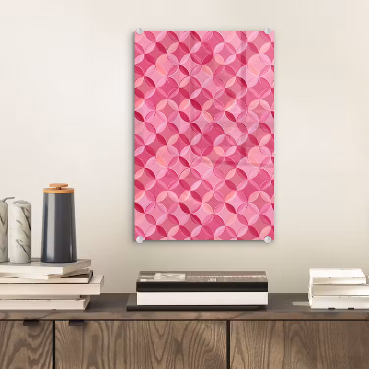 Glas schilderij - Geometrisch - Mozaïek - Modern - Roze — 2
