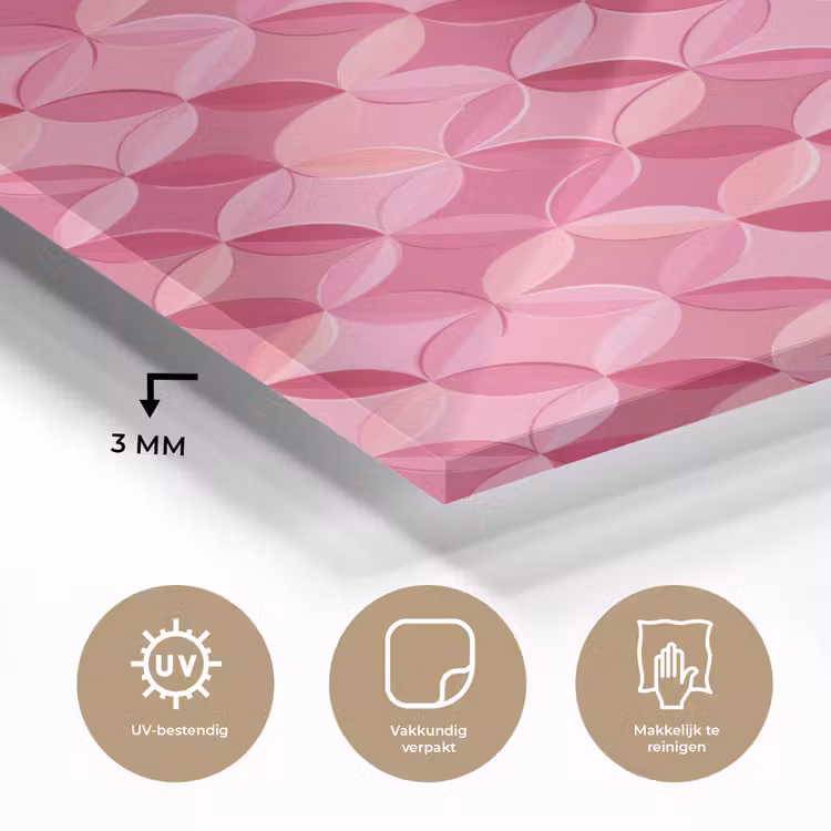 Glas schilderij - Geometrisch - Mozaïek - Modern - Roze — 3